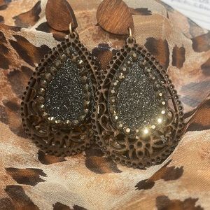 Wooden filagree earrings